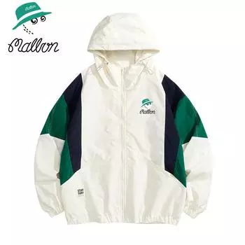 Весенне-осенняя водонепроницаемая куртка корейского модного бренда с капюшоном и принтом контрастного цвета, европейская и американская мужская модная рабочая куртка S