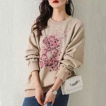 Весенне-осенняя вышивка без головы ленивое длинное пальто с капюшоном для женщин, закрывающее бедра, модный топ M хаки