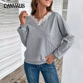 Весенне-осенняя женская блузка, модная однотонная удобная повседневная толстовка с длинным рукавом S светло-серый