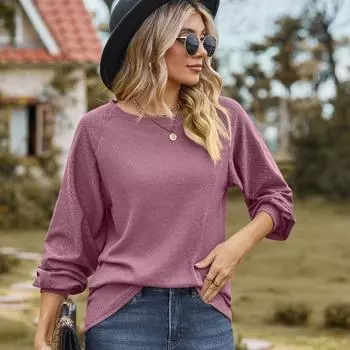 Весенне-осенняя женская блузка, однотонная, с v-образным вырезом, свободный топ с длинными рукавами S белый