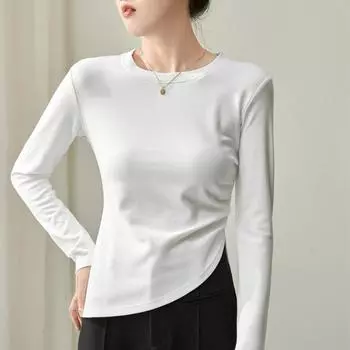 Весенне-осенняя женская блузка премиум-класса с длинными рукавами и разрезом внутри S белый