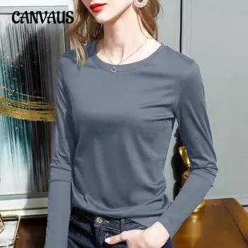 Весенне-осенняя женская блузка, простой пуловер с круглым вырезом, свободный двусторонний топ с длинными рукавами S белый