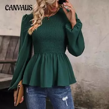 Весенне-осенняя женская блузка, пуловер с длинными рукавами, элегантный топ S