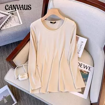 Весенне-осенняя женская блузка размера плюс, нижняя рубашка, трикотажная рубашка, топы с длинными рукавами 2XL розовый