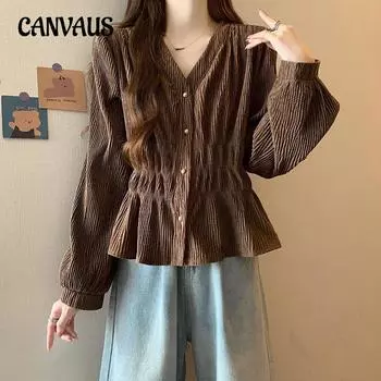 Весенне-осенняя женская блузка размера плюс, темпераментная рубашка, женская тонкая толстая блузка в стиле ретро с длинными рукавами L чёрный