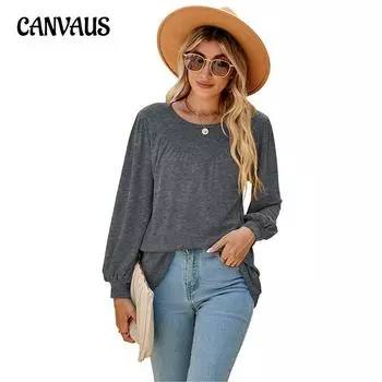 Весенне-осенняя женская блузка, рубашка с рукавами-фонариками, свободные повседневные плиссированные топы с круглым вырезом XXL чёрный