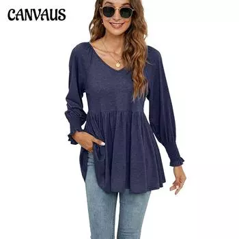 Весенне-осенняя женская блузка-рубашка с v-образным вырезом и длинными рукавами, футболка с завязками, топы S темно-синий
