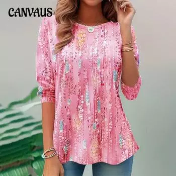 Весенне-осенняя женская блузка с цветочным принтом и рюшами, нижняя рубашка, верхняя рубашка с длинными рукавами S розовый