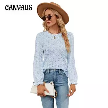 Весенне-осенняя женская блузка с цветочным принтом, свободный универсальный пуловер с круглым вырезом, топы с длинными рукавами S чёрный