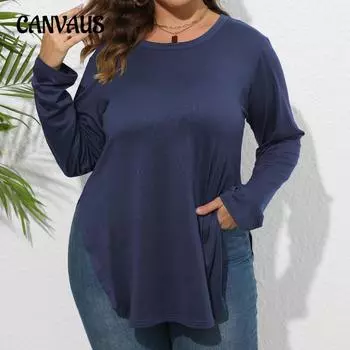 Весенне-осенняя женская блузка с длинными рукавами, однотонная повседневная футболка больших размеров, футболка нестандартной формы, нижняя рубашка 1XL чёрный