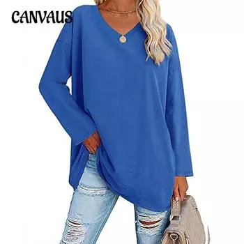 Весенне-осенняя женская блузка с длинными рукавами, многоцветная, свободная, с заниженными рукавами, с v-образным вырезом, однотонные женские топы S чёрный