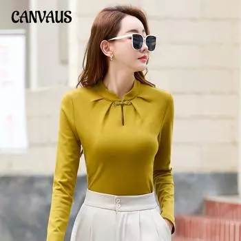 Весенне-осенняя женская блузка с галстуком-бабочкой, нарядная повседневная модная блузка с полувысоким воротником, темпераментная блузка с длинными рукавами, нижняя рубашка S красный