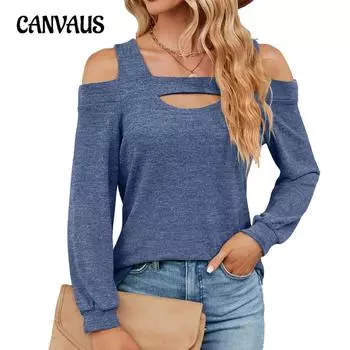 Весенне-осенняя женская блузка с круглым вырезом без бретелек, свободный топ с длинными рукавами в стиле пэчворк S чёрный