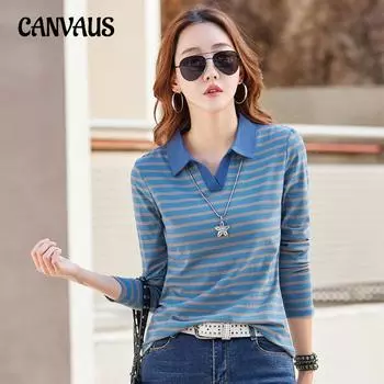 Весенне-осенняя женская блузка с полосатыми лацканами и длинными рукавами, верхняя нижняя рубашка S чёрный/белый