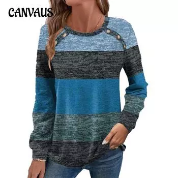 Весенне-осенняя женская блузка с пуговицами, топ с круглым вырезом и длинными рукавами S оранжевый