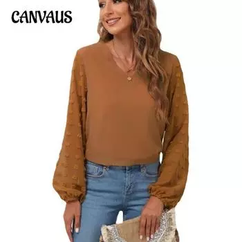 Весенне-осенняя женская блузка с V-образным вырезом и длинными рукавами в стиле пэчворк S розовый