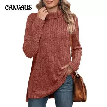 Весенне-осенняя женская блузка с высоким воротником, однотонный топ с длинными рукавами и разрезом по бокам S серый