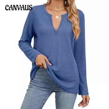 Весенне-осенняя женская блузка свободного кроя с V-образным вырезом и длинными рукавами, однотонные повседневные топы S розовый