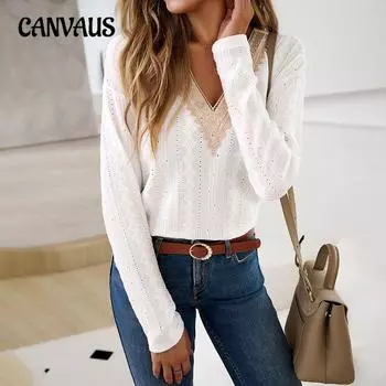 Весенне-осенняя женская блузка, темперамент, женские топы с v-образным вырезом и длинными рукавами S белый