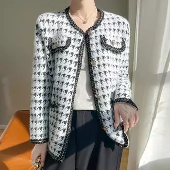Весенне-осенняя женская французская куртка, вязаный кардиган, модный свитер с напуском, свободный топ M белый