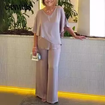 Весенне-осенняя женская футболка, однотонная повседневная брючная рубашка с v-образным вырезом и нерегулярным подолом S хаки