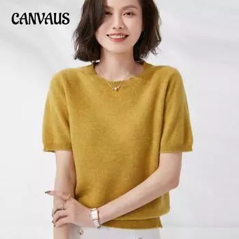 Весенне-осенняя женская футболка, трикотажная рубашка, пуловер с короткими рукавами и круглым вырезом, трикотажная нижняя рубашка, свитер с половиной рукавов S белый