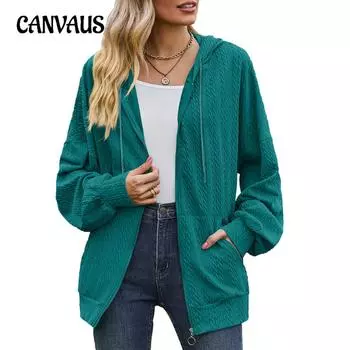 Весенне-осенняя женская куртка, однотонная свободная толстовка с капюшоном и длинными рукавами с карманами, женская куртка S чёрный