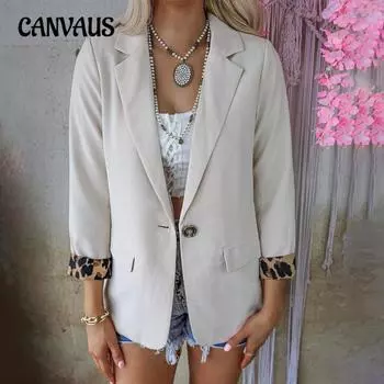 Весенне-осенняя женская куртка, пиджак, модный повседневный пиджак с леопардовым принтом, кардиган с длинными рукавами