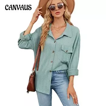 Весенне-осенняя женская куртка-рубашка, однотонная свободная блузка с длинным рукавом и карманом на пуговицах, куртка S чёрный