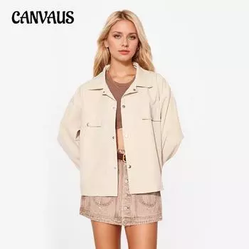 Весенне-осенняя женская куртка свободного покроя с пуговицами и длинными рукавами One Size легкие хаки