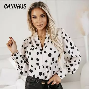 Весенне-осенняя женская модная блузка с длинным рукавом и V-образным вырезом S чёрный