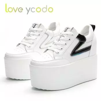 Весенне-осенняя женская модная повседневная обувь из натуральной кожи на толстой подошве 39