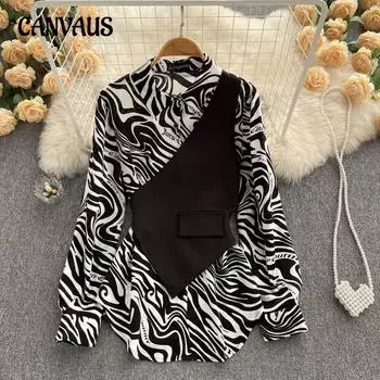 Весенне-осенняя женская модная рубашка с длинными рукавами и полосками L чёрный