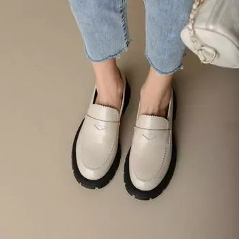 Весенне-осенняя женская обувь из спилка, туфли на толстом каблуке с круглым носком, классические туфли без шнуровки на платформе, женские лоферы, черные туфли-лодочки 34 чёрный