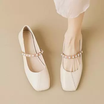 Весенне-осенняя женская обувь на низком каблуке в корейском стиле, модный дизайн с жемчугом, одежда для карьеры и вечеринки, женская повседневная обувь Мэри Джейн 35