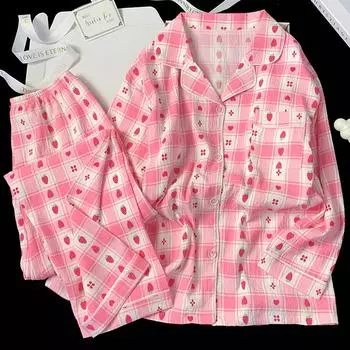 Весенне-осенняя женская пижама, домашняя одежда, женский вариант Dopamine Girl Clouds, хлопковая пижама, домашняя одежда M