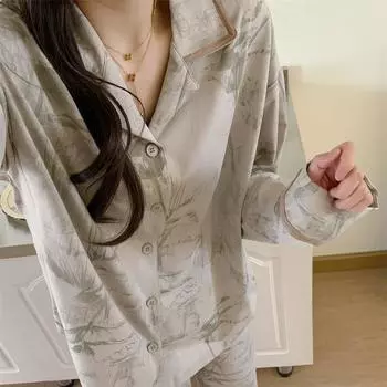 Весенне-осенняя женская пижама с кисточками, семейный комплект одежды, повседневная пижама с длинными рукавами для девочек, семейный комплект одежды M серый