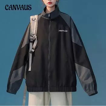 Весенне-осенняя женская повседневная куртка с цветными блоками, длинными рукавами, завязками на лацканах и защитой от солнца M чёрный