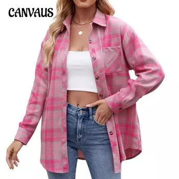 Весенне-осенняя женская повседневная модная свободная клетчатая рубашка Spice Girls S тёмно-синий