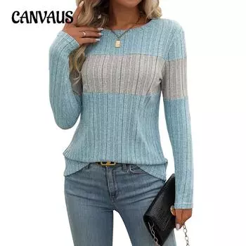 Весенне-осенняя женская повседневная рубашка с длинными рукавами в полоску и цветными блоками S чёрный