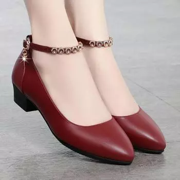 Весенне-осенняя женская пригородная обувь из натуральной кожи, удобная дышащая мягкая поверхность, однотонная женская обувь с пряжкой 35 чёрный