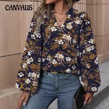 Весенне-осенняя женская рубашка-блузка с v-образным вырезом, элегантная рубашка в стиле ретро, топ с длинными рукавами S