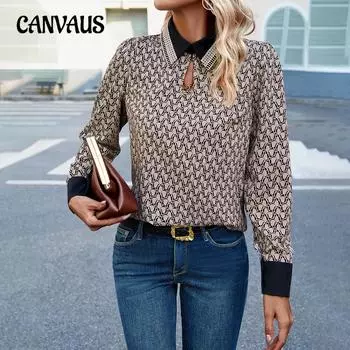 Весенне-осенняя женская рубашка-блузка Темперамент Элегантные топы с рубашкой с длинными рукавами и воротником