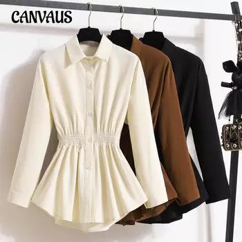 Весенне-осенняя женская рубашка больших размеров, свободный топ с длинными рукавами Intellectual Wind Tide