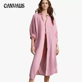 Весенне-осенняя женская рубашка больших размеров с солнцезащитным кремом, свободная повседневная рубашка средней длины с карманами S белый