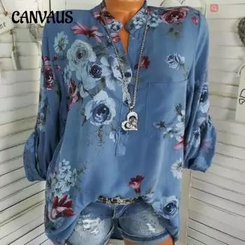 Весенне-осенняя женская рубашка больших размеров, свободный топ с длинными рукавами с принтом и темпераментом