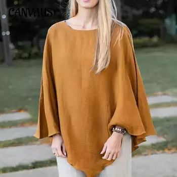 Весенне-осенняя женская рубашка больших размеров, модная однотонная элегантная повседневная свободная асимметричная рубашка с накидкой S бежевый