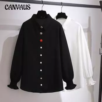 Весенне-осенняя женская рубашка большого размера, свободный топ с длинными рукавами