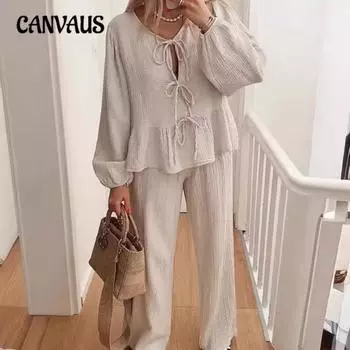 Весенне-осенняя женская рубашка, модный повседневный костюм с рукавами-фонариками и завязками S серый