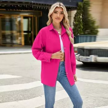 Весенне-осенняя женская рубашка, однотонная полосатая рубашка с отворотом и длинным рукавом, свободный топ S тёмно-синий